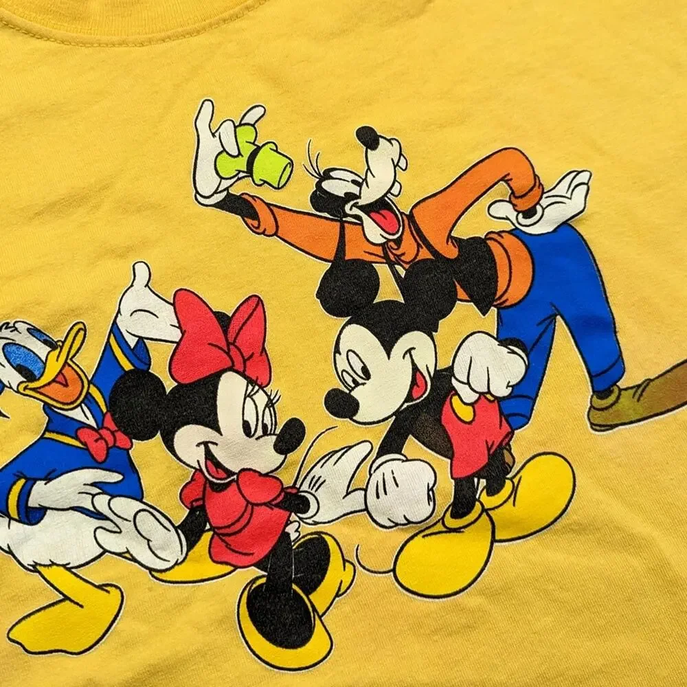 Vintage Disney World T-Shirt Kids Size XL Yellow Mickey Minnie Goofy Donald